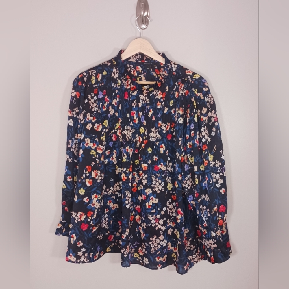 Ann Taylor Cottagecore Floral Boho Long Sleeve Women's Blouse Size L